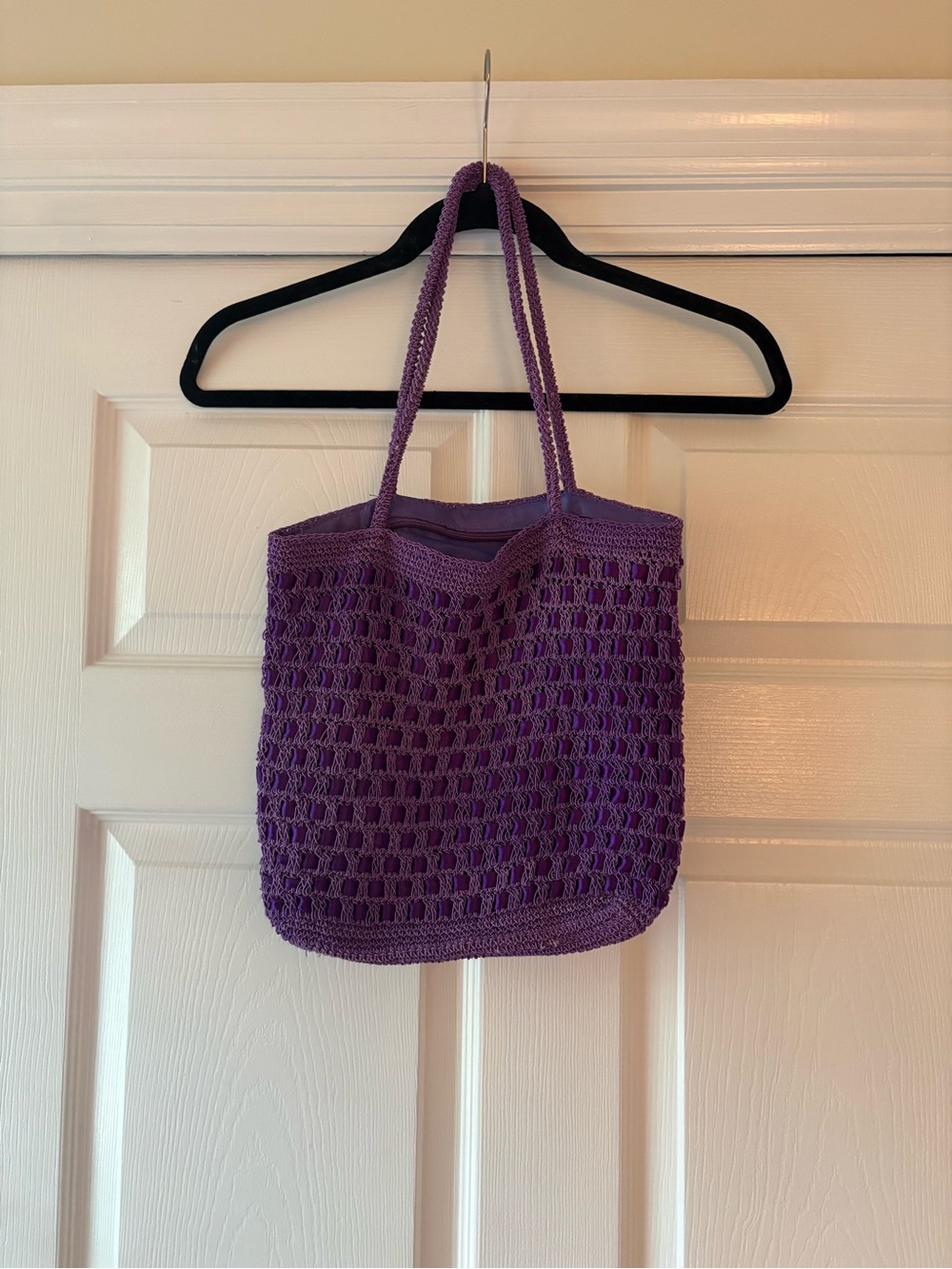 Purple Crochet Tote Bag